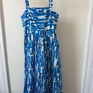 Nine West Abstract Blue and White Midi Dress